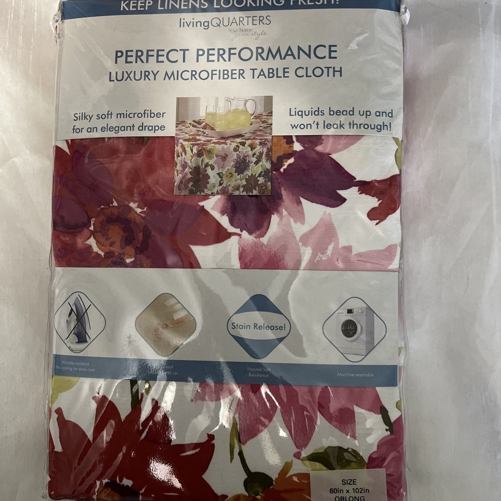 Living Quarters Oblong 60x102 Cloth Microfiber Tablecloth Veranda Floral‎ New